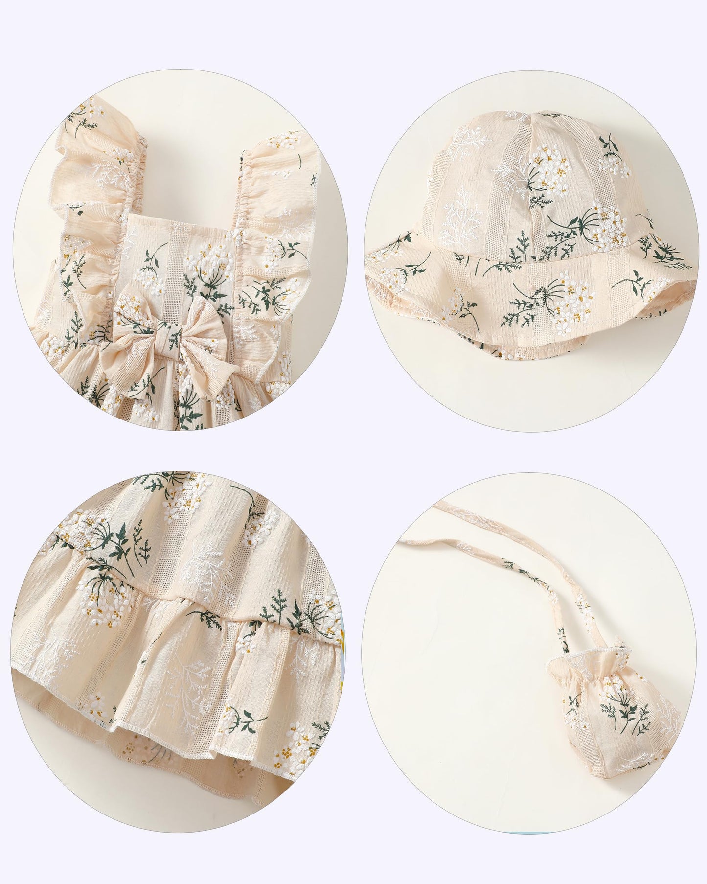 Renotemy Newborn Infant Baby Girl Dresses Summer Outfits Boho Casual Sundress Gifts Toddler Clothes for Girl with Hat and Bag