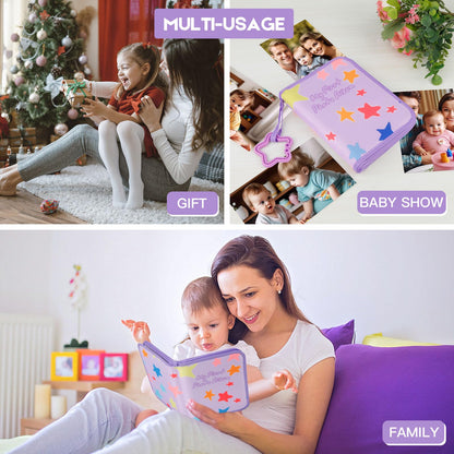 Baby's My First Photo Album for Baby Holds 21 4x6 Photos, Baby Photo Album Soft Cloth Family Book, My First Family Album for 4x6 Baby Shower Kids Toddlers Family Pictures, Toddler Photo Album (Blue)