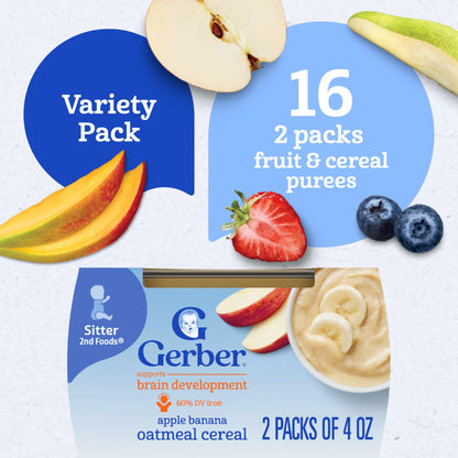 Gerber Stage 2 Baby Food, Super Blends Puree Tubs, No Added Colors or Flavors, Baby Puree, Variety 32-Pack