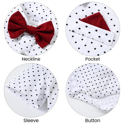 YUEMION Infant Baby Boy Clothes Gentleman Outfits Suits Summer Short Sleeve Bowtie Bodysuit Shirts + Suspender Shorts(0-24M)
