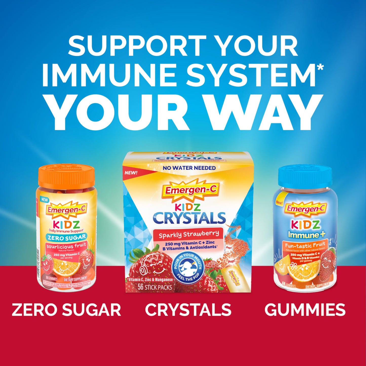 Emergen-C Kidz Daily Immune Support Dietary Supplements, Flavored Gummies with Vitamin C and B Vitamins for Immune Support, Berry Bash - 44 Count