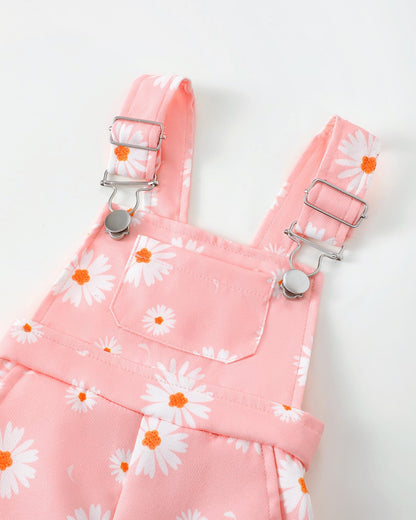 SUNNY PIGGY Toddler Baby Girl Overalls Clothes Toddler Adjustable Suspender Jumpsuit Short Sleeve Outfit Little Girl's Set
