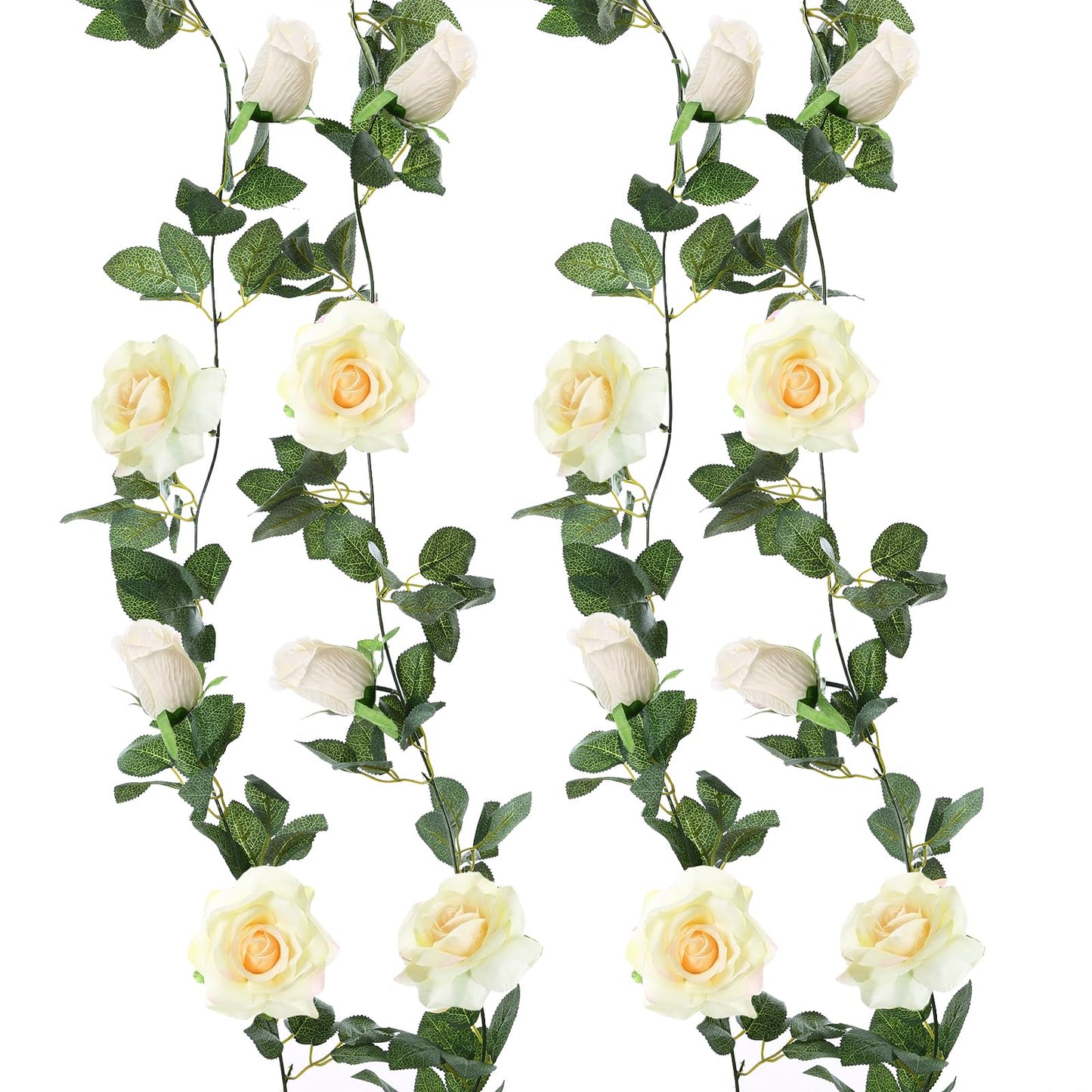 Felice Arts 2 Pack Pink Artificial Rose Garland Each 6.5FT Fake Rose Vine Hanging Floral Garland for Wedding Flowers Table Centerpiece Arrangement Baby Shower Decor