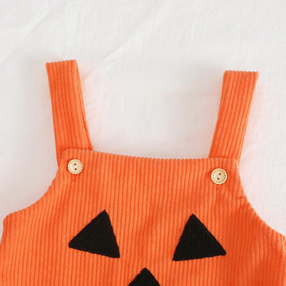 Halloween Baby Clothes Newborn Boy Tractor Pumpkin Onesie Infant Sleeveless Romper Toddler Bodysuit Cute Outfit