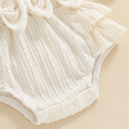 Douhoow Infant Baby Girl Plaid Romper Baby Short Sleeve Pleated Romper Bodysuit Summer Spring Outfits