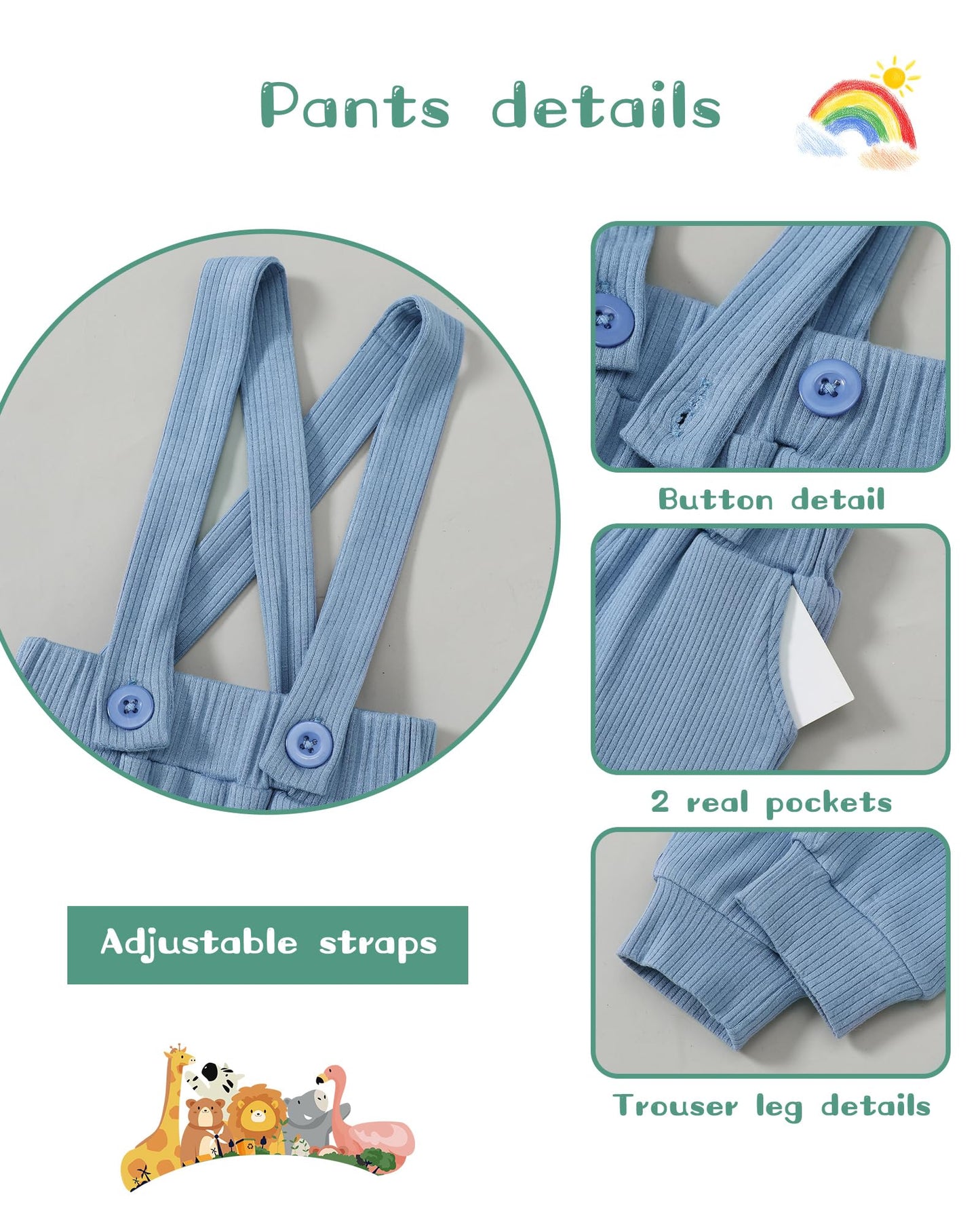 SANMIO Baby Boy Clothes 0-18 Months Newborn Outfits Short Sleeve Romper Top and Suspender Pants Baby Boy Summer Clothing 2Pcs