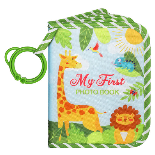 Lanpn Baby Photo Album Holds 17 4x6 Pictures, My First Soft Cloth Family Photo Book with Name Card & Name Tag Sticker, Fabric Kid Memory Keepsake Gift for Baby Shower Newborn Toddler Girl (Bear)