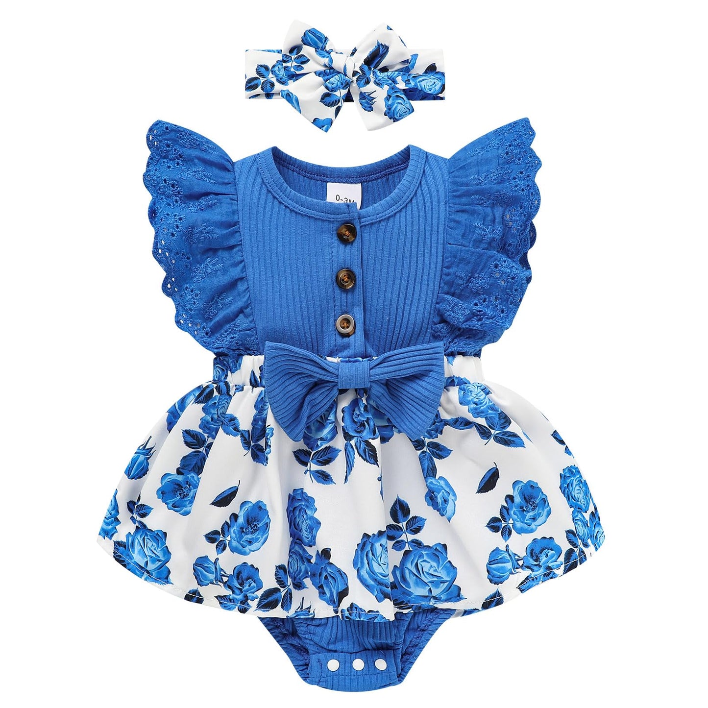 Sinhoon Baby Girl Clothes Newborn Ruffled Sleeveless Romper Floral Dreesy Bodysuit Heaedband 3pcs Baby Girl Summer Clothes