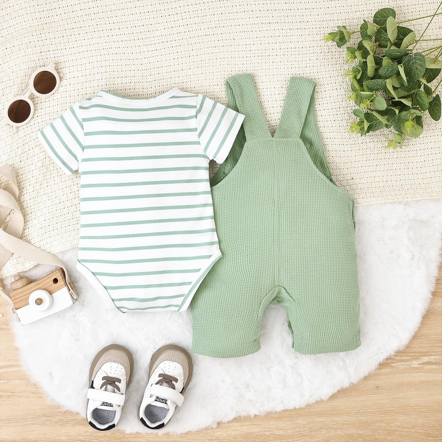 Baby Boy Clothes Infant Summer Outfits Short Sleeve Striped Romper Cute Cartoon Dog Overall Pants Set 2pcs 0-18 Months