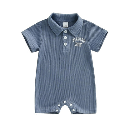 Baby Boy Rompers Half Button-up Jumpsuit Short Sleeve Bodysuit Summer Clothes