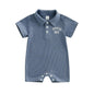 Baby Boy Rompers Half Button-up Jumpsuit Short Sleeve Bodysuit Summer Clothes