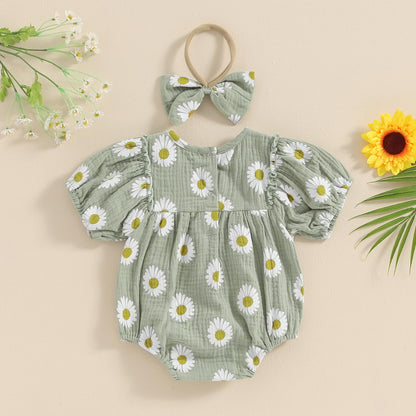 FIOMVA Summer Chicken Baby Clothes Newborn Baby Girl Farm Outfit Toddler Short Sleeve Bubble Romper Infant Bodysuit