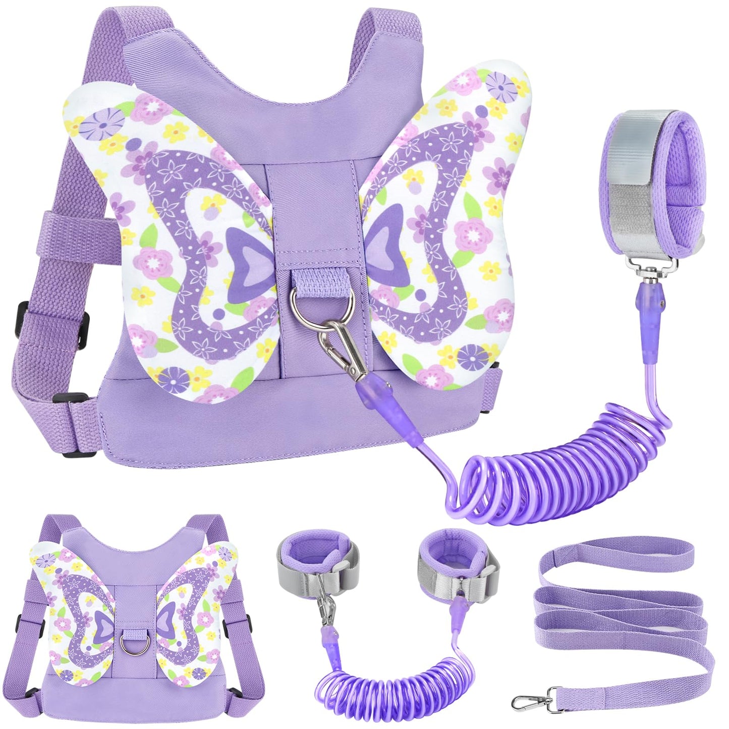 Accmor 3 in 1 Toddler Harness Leashes + Anti Lost Wrist Link, Kids Harness Children Leash for Girls, Child Anti Lost Leash Baby Cute Harness Belt Strap Hold Kids Close While Walking