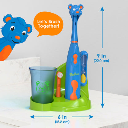 Brusheez Kids’ Electric Toothbrush Set - Safe & Effective for Ages 3+ - Parent Tested & Approved with Gentle Bristles, 2 Brush Heads, Rinse Cup, 2-Minute Timer, & Storage Base (Sparkle The Unicorn)