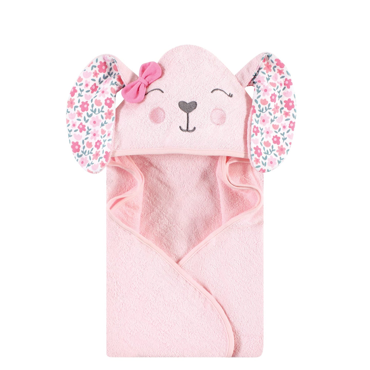 Hudson Baby Unisex Baby Cotton Animal Face Hooded Towel, Pretty Elephant, One Size