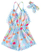 6M-3T Baby Girl Backless Bodysuit Outfit Set Romper Jumpsuit with Headband