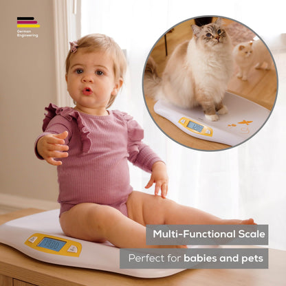 Beurer BY82 Multifunctional Baby Scale for Infants, Pets, Kids, & Adults up to 396lbs, Measures in 4 Units with Backlit Digital Display & Hold Function for Accuracy, Animal Scale for Cats and Dogs