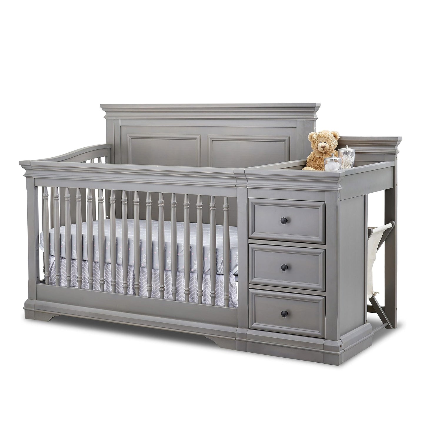 Sorelle Furniture Portofino Crib,Classic 4-In-1 Convertible Crib,Brushed Ivory Crib Made of Wood,Non-Toxic Finish, Wooden Baby Bed,Toddler Bed,Child’s Daybed and Full-Size Bed-Ivory