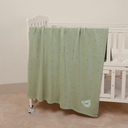 mimixiong Organic Cotton Baby Blanket Neutral Knitted Soft Crib Nursery Swaddling Receiving Blankets for Newborn Baby Boy Girl 40x30 Inch (Oatmeal)