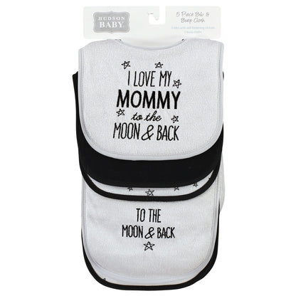 Hudson Baby Unisex Baby Cotton Terry Bib and Burp Cloth Set, Dinner Date, One Size
