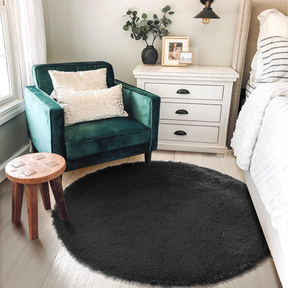 Pink Round Area Rugs 6Ft for Bedroom Living Room, Big Fluffy Shag Circle Rug for Kids Playroom, Cute Preppy Room Decor for Teen Girls, Cozy Fuzzy Furry Plush Carpets for Baby Nursery, Dorm, Classroom