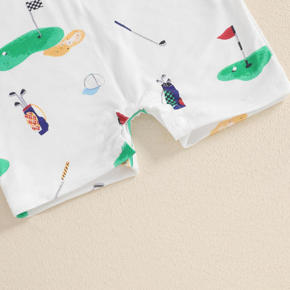 Baby Boy Rompers Half Button-up Jumpsuit Short Sleeve Bodysuit Summer Clothes