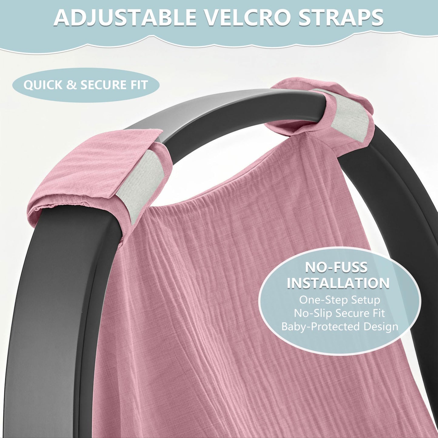Baby Car Seat Cover, 100% Muslin Carseat Cover, Universal Carseat Covers Baby, Infant Car Seat Cover for Sun, Bug, and Comfort Protection (Green)
