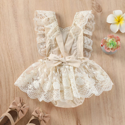 MERSARIPHY Newborn Baby Girl Boho Outfits Infant Lace Tulle Ruffle Bubble Romper Dress Jumpsuit Bodysuit Photoshoot Clothes