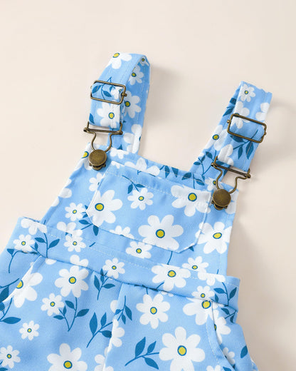 SUNNY PIGGY Toddler Baby Girl Overalls Clothes Toddler Adjustable Suspender Jumpsuit Short Sleeve Outfit Little Girl's Set