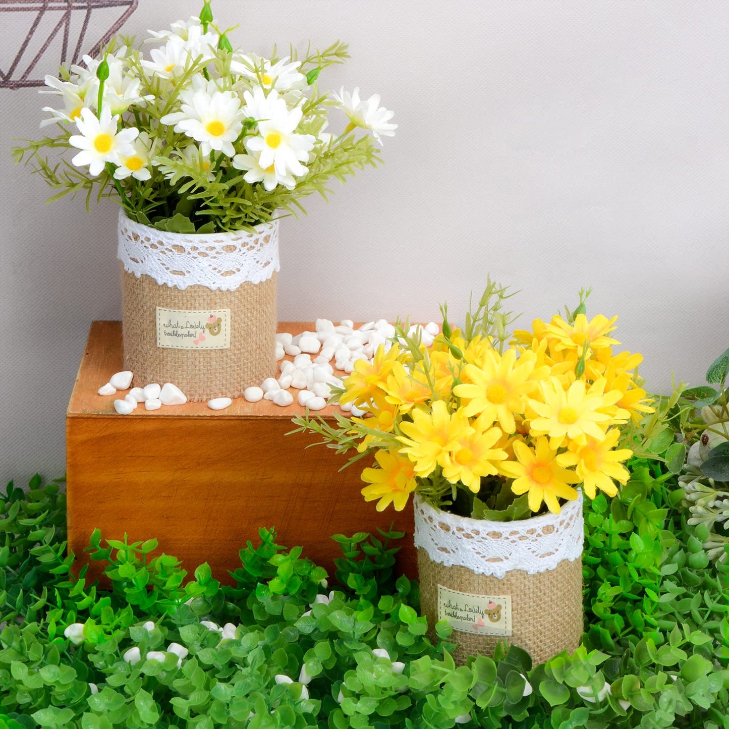 XONOR Artificial Flower Plants – Mini Fake Hydrangea Flowers in Pot for Home Decor Party Wedding Office Patio Table Desk Decoration, Set of 4, 3.3''(D) x 5.5''(H)