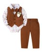 SANMIO Baby Boy Clothes Suits Infant Gentleman Outfit Collared Dress Shirt+Vest+Tie+Corsage+Pants 5Pcs Baby Suit Sets
