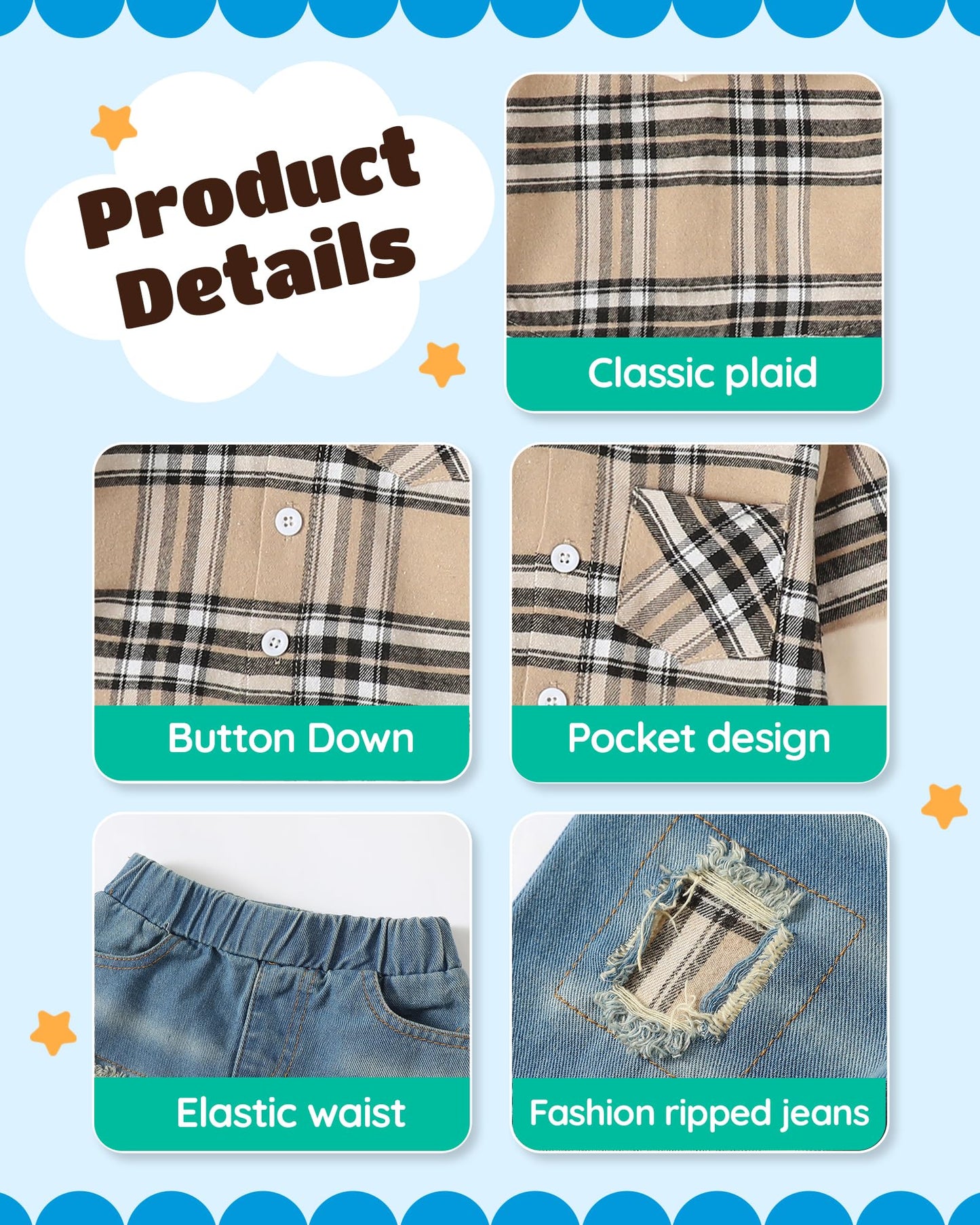NZRVAWS Baby Boy Clothes Toddler Outfit Infant 6 12 18 24 Months2 3 4T Sweatsuit Ripped Jeans Fall Winter Clothing