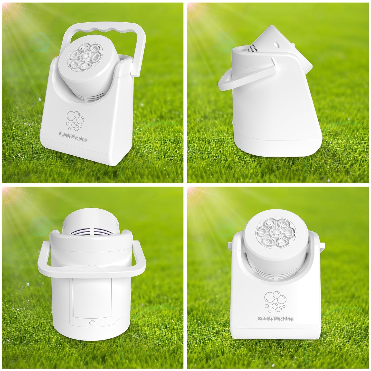 Bubble Machine for Kids Toddlers,Automatic Bubble Blower,Portable Adjustable Angle Bubble Maker,Bubbles Toy for 3 4 5 6 7 Year Old Boy Girl,Outdoor Party Birthday Easter Baskets Stuffers Gifts White