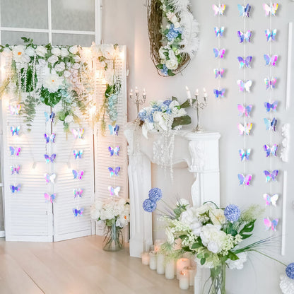 Zonon 4 Pieces 3D Butterfly Hanging Garlands Decoration Butterfly Paper Party Streamers Backdrop for Graduation Wedding Birthday Fairly Baby Shower Party Decorations