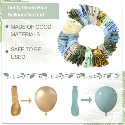 Amandir 173Pcs Pink Blue Green Balloon Arch Garland Kit, Dusty Baby Pink Mauve Pastel Mist Haze Green Blue Gold Confetti Balloons for Baby Shower Gender Reveal Wildflower Birthday Party Decorations