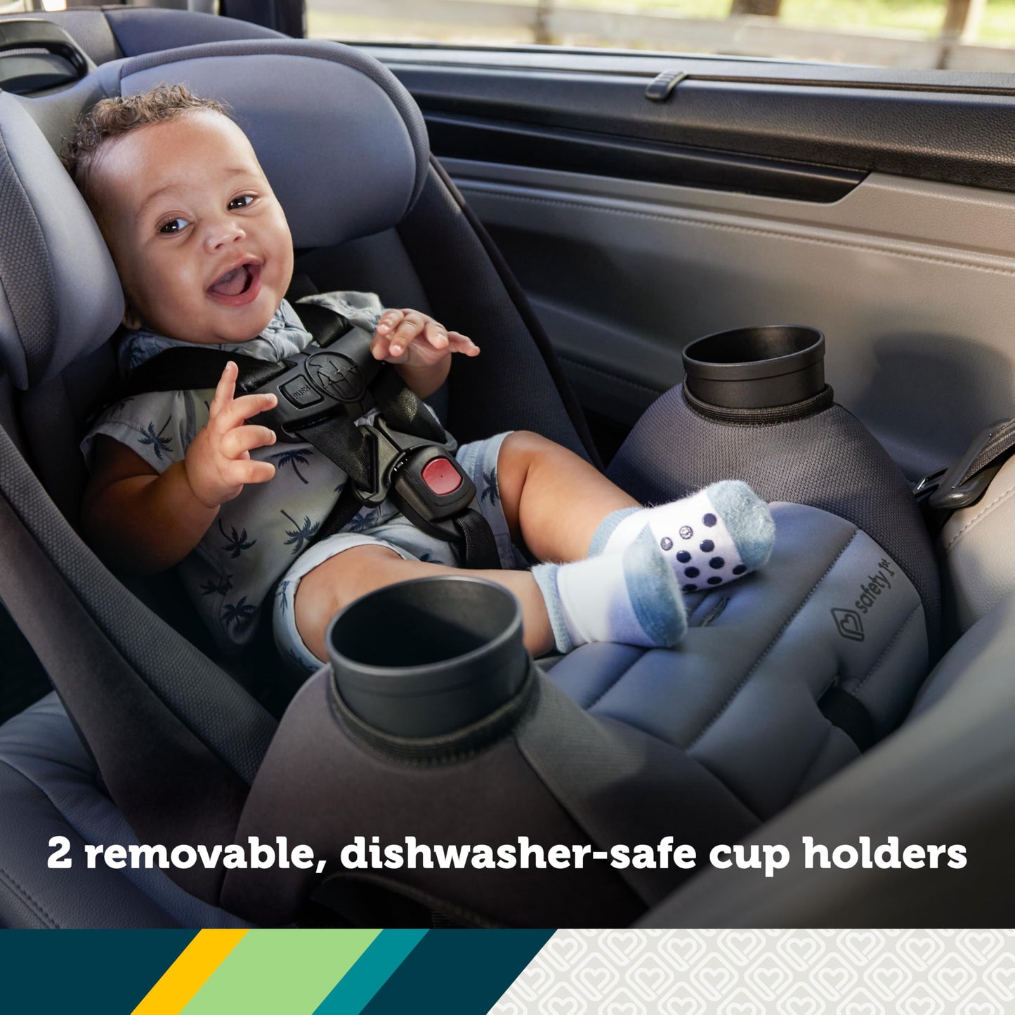 Safety 1st Ellaris 3-in-1 Convertible Car Seat, Slim Fit Design, Rear & Forward-Facing, 5-Position Headrest, 3-Across Fit, Travel-Friendly with Machine-Washable Seat Pad, Peacock Blue