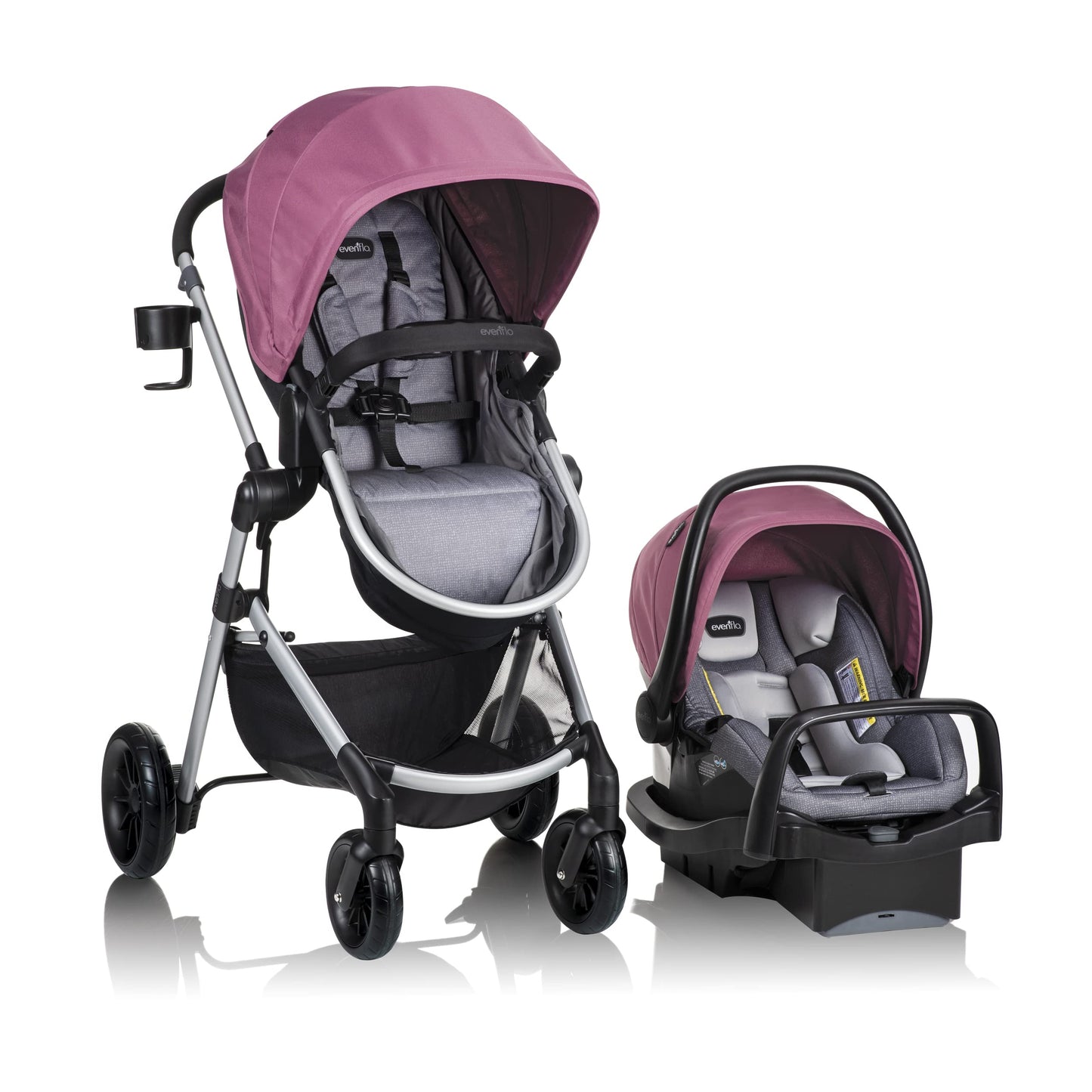 Evenflo Pivot Modular Travel System with LiteMax Infant Car Seat with Anti-Rebound Bar (Desert Tan)