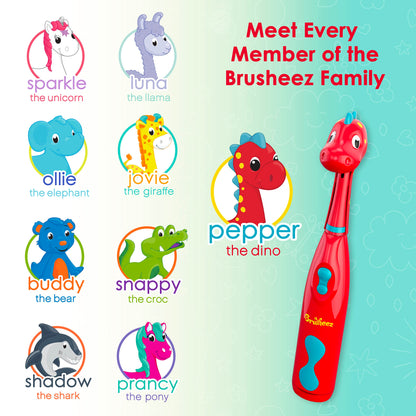 Brusheez Kids’ Electric Toothbrush Set - Safe & Effective for Ages 3+ - Parent Tested & Approved with Gentle Bristles, 2 Brush Heads, Rinse Cup, 2-Minute Timer, & Storage Base (Sparkle The Unicorn)