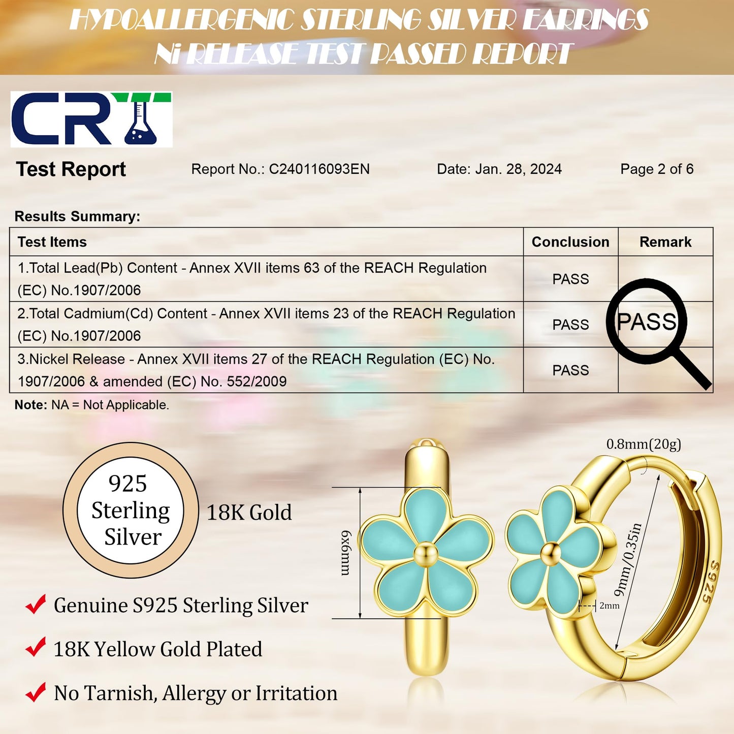 MILACOLATO 925 Sterling Silver Small Hoop Earrings Toddler 18K Gold Plated Huggie Hoop Earrings Daisy Flower Hoop Earrings for Women Hypoallergenic Earrings for Sensitive Ears