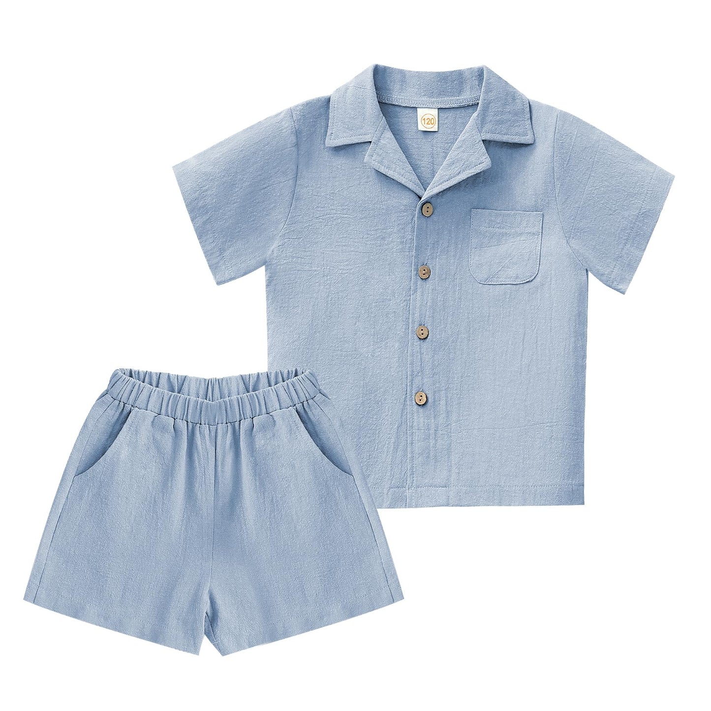 XMWEALTHY Toddler Baby Boy Summer Clothes Color Block Short Sleeve Button-down Shirt Tops + Cotton Pants Outfit Set