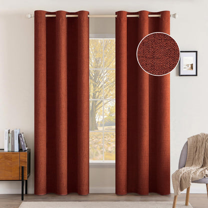 MIULEE 100% Blackout Linen Textured Curtains for Bedroom Solid Thermal Insulated Natural Beige Grommet Room Darkening Curtains & Drapes Luxury Decor for Living Room Nursery 52 x 84 Inch (2 Panels)