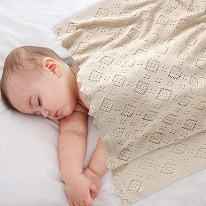 mimixiong Baby Swaddle Blanket 100% Cotton Gender Neutral Pointelle Receiving Blanket for Boys Girls Cuddle Stroller Crib Blanket (Oatmeal)