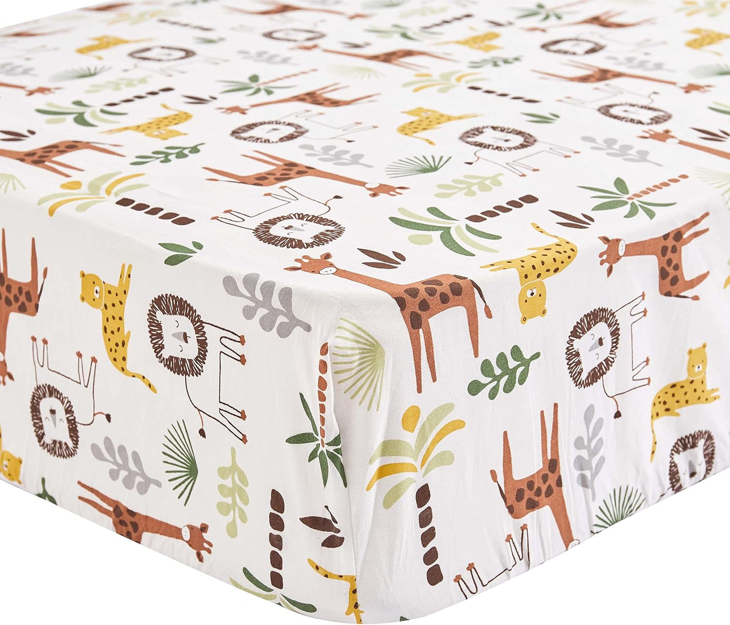 Levtex Baby - Zuma Crib Bed Set - Baby Nursery Set - Jungle - Taupe, Green, Brown, Cream - Jungle Animals - 4 Piece Set Includes Quilt, Fitted Sheet, Wall Decal & Crib Skirt/Dust Ruffle