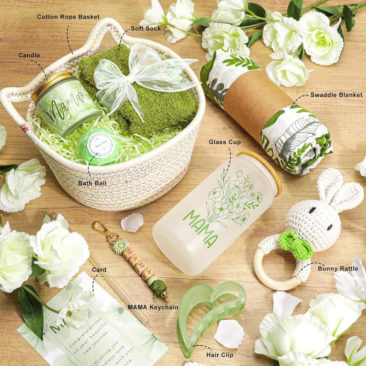 New Mom Gifts,Baby Girl Boy Gifts,Baby Shower Gift for Mom and Baby,Pregnancy Gift for Expecting Mommy,9-Piece Care Basket for First-Time Moms