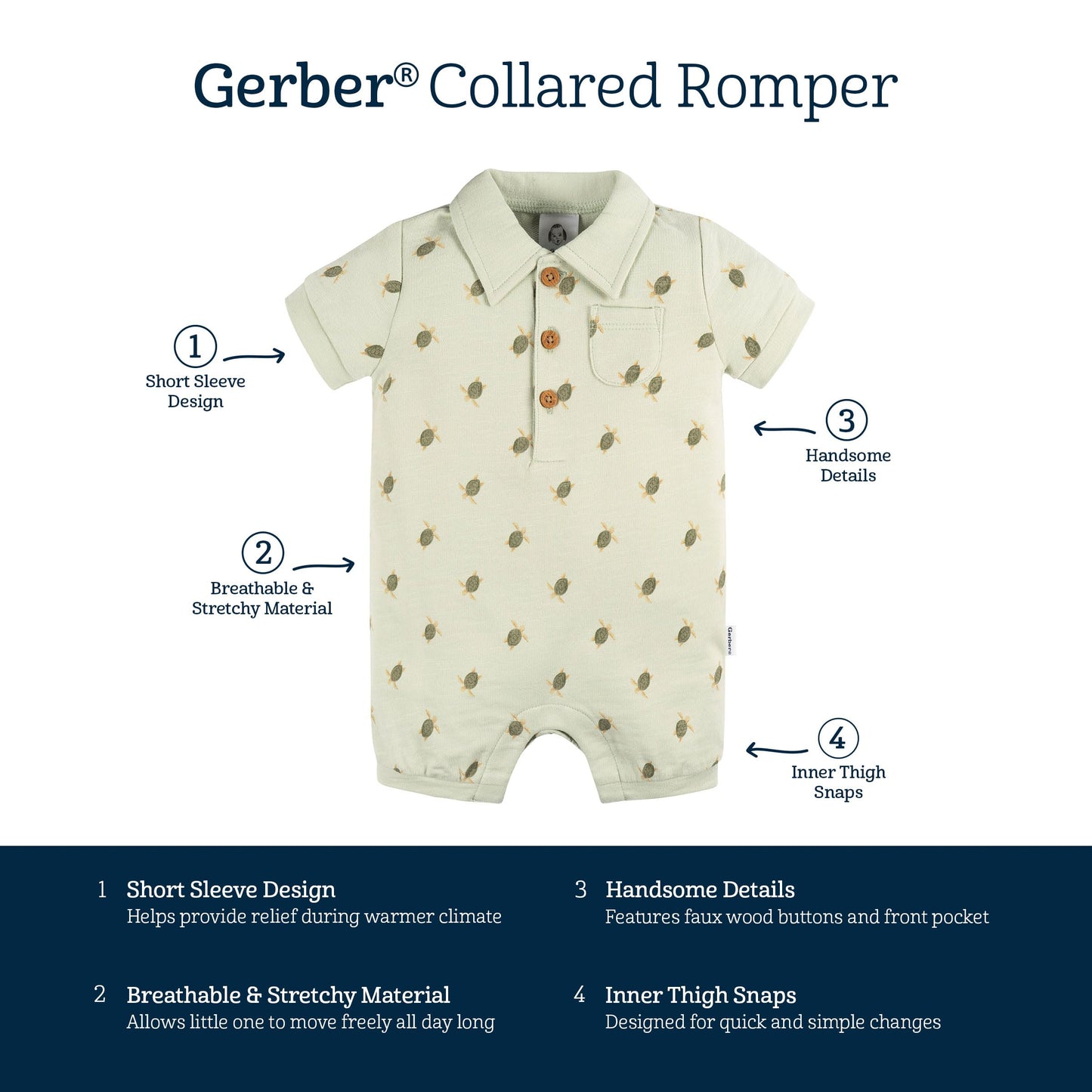 Gerber Baby Boys' Cotton Polo Romper