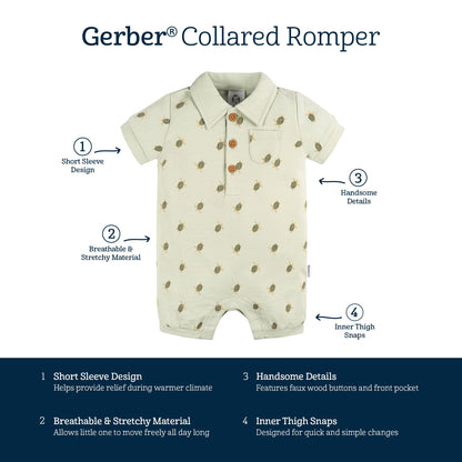 Gerber Baby Boys' Cotton Polo Romper