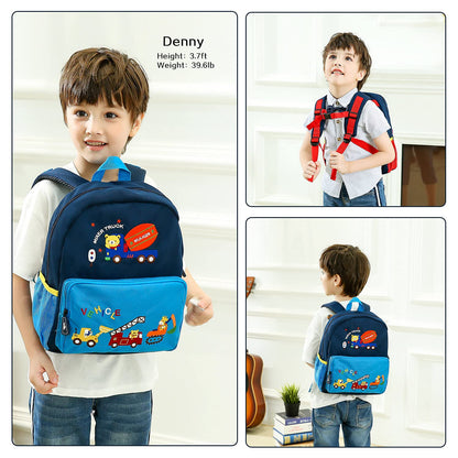 Car Dinosaur Kids Toddler Backpack for Boys and Girls Children Waterproof Preschool Bag(Red Music Party)