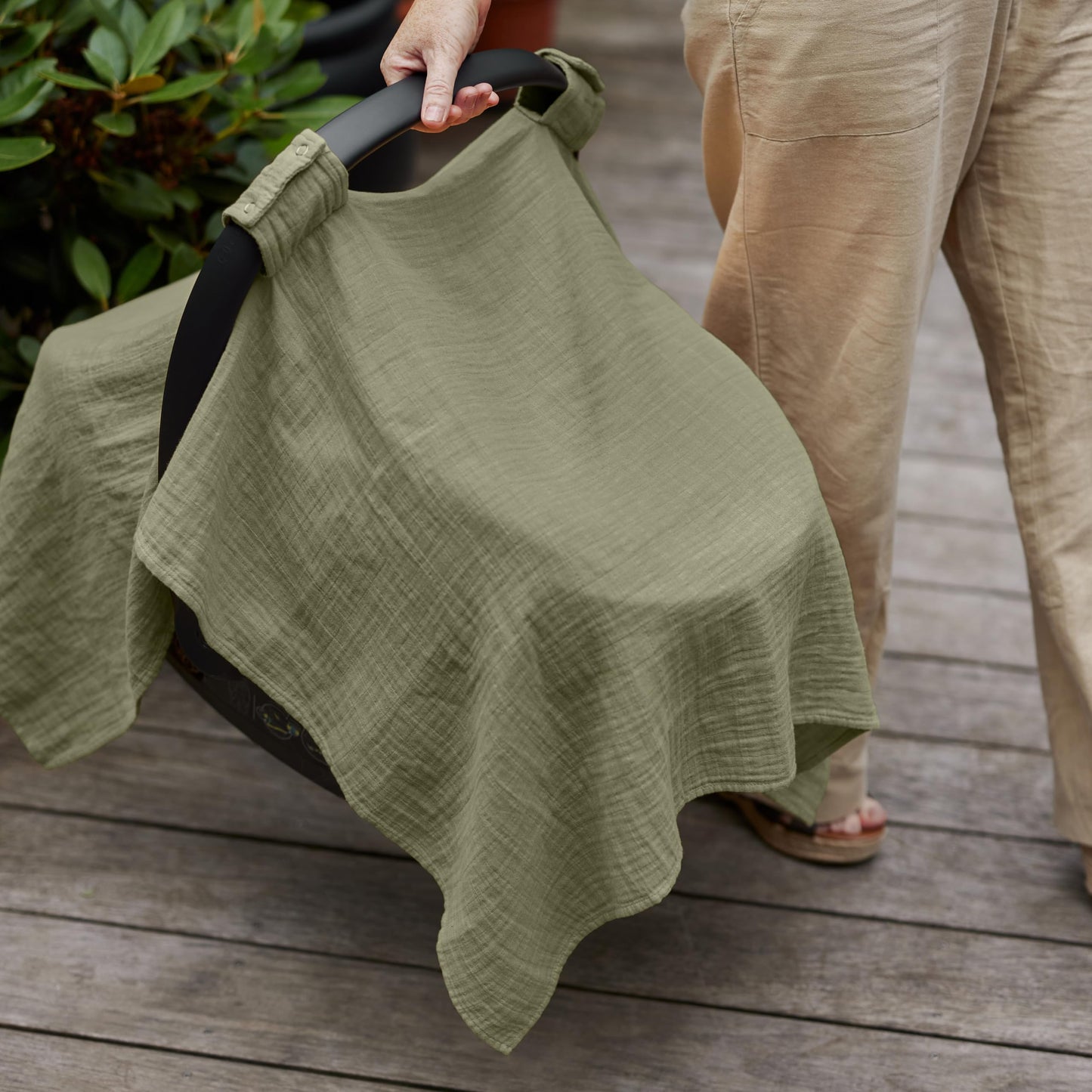 Car Seat Cover Baby - Organic Cotton - Carseat Covers Baby - Carseat Cover - Car Seat Canopy - Carseat Canopy - 100% Muslin Cotton, 43" x 32" (Soft Grey)