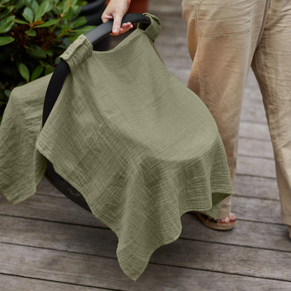 Car Seat Cover Baby - Organic Cotton - Carseat Covers Baby - Carseat Cover - Car Seat Canopy - Carseat Canopy - 100% Muslin Cotton, 43" x 32" (Soft Grey)