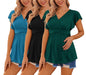 Ekouaer Maternity Shirts 3 Packs Flying Short Sleeve Nursing Tops Pregnancy Clothes